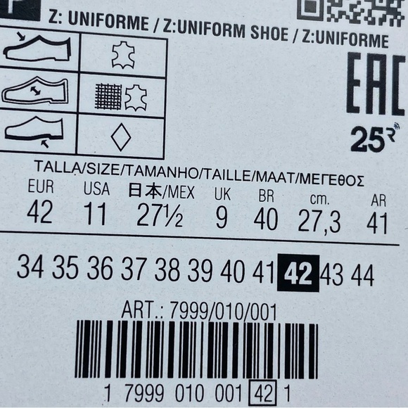 NWT. Zara Women's White Leather Uniform Sneakers. Size 11, 12, 13. - Picture 9 of 15